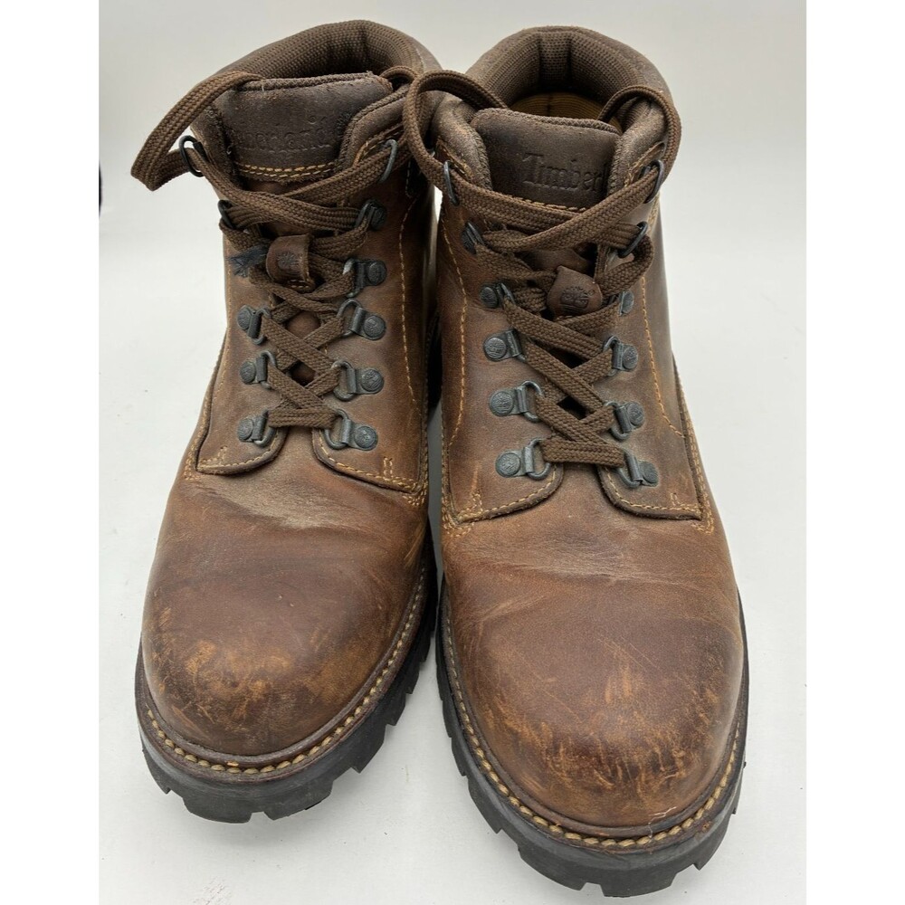 Timberland Men's Brown Leather Hiking Work Boots Size 10M Lace Up Rugged